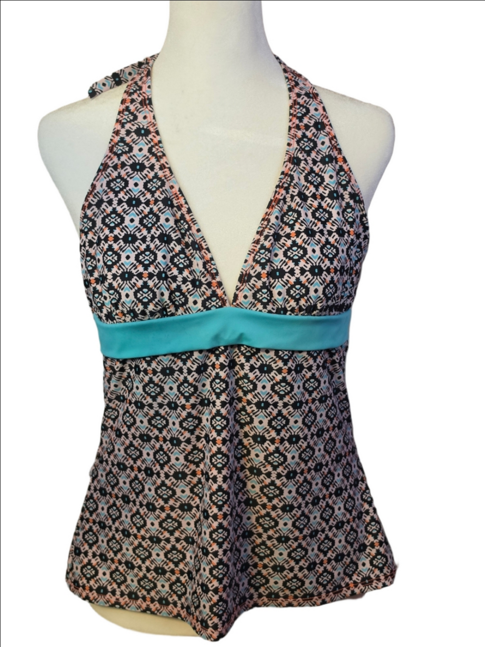 Dippin Daisys Teal Green Geometric Tankini Top Large